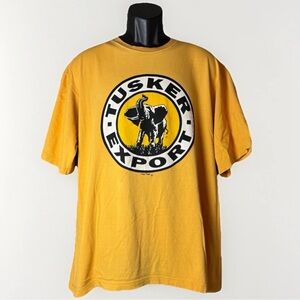 Vintage 90s Tinga Tinga Tusker Export Lager Kenya Brewery Africa Yellow Size XXL